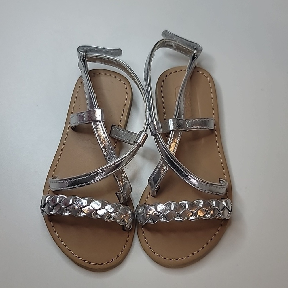 FREE with Purchase Silver Braided Velcro Flat Summer Sandals